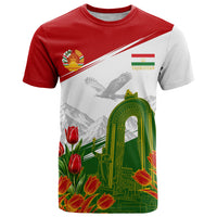 Tajikistan Independence Day T Shirt Ismoil Somoni Monument Flag Map Red Tulips