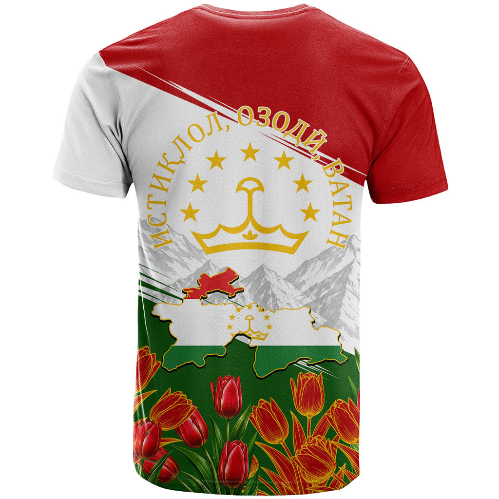 Tajikistan Independence Day T Shirt Ismoil Somoni Monument Flag Map Red Tulips