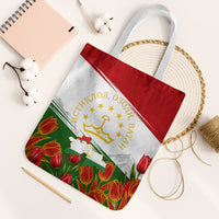 Tajikistan Independence Day Tote Bag Ismoil Somoni Monument Flag Map Red Tulips
