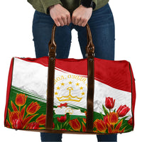 Tajikistan Independence Day Travel Bag Ismoil Somoni Monument Flag Map Red Tulips