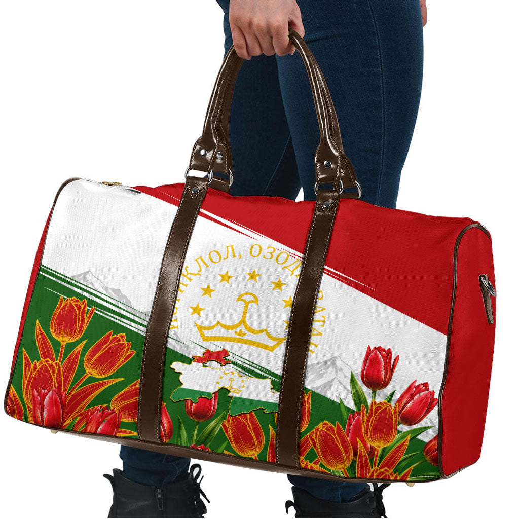 Tajikistan Independence Day Travel Bag Ismoil Somoni Monument Flag Map Red Tulips