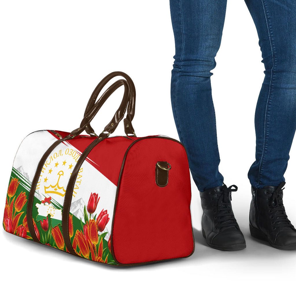 Tajikistan Independence Day Travel Bag Ismoil Somoni Monument Flag Map Red Tulips