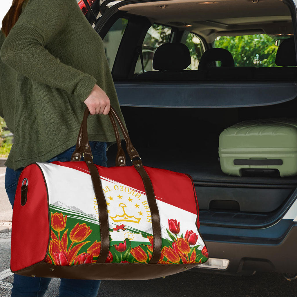 Tajikistan Independence Day Travel Bag Ismoil Somoni Monument Flag Map Red Tulips