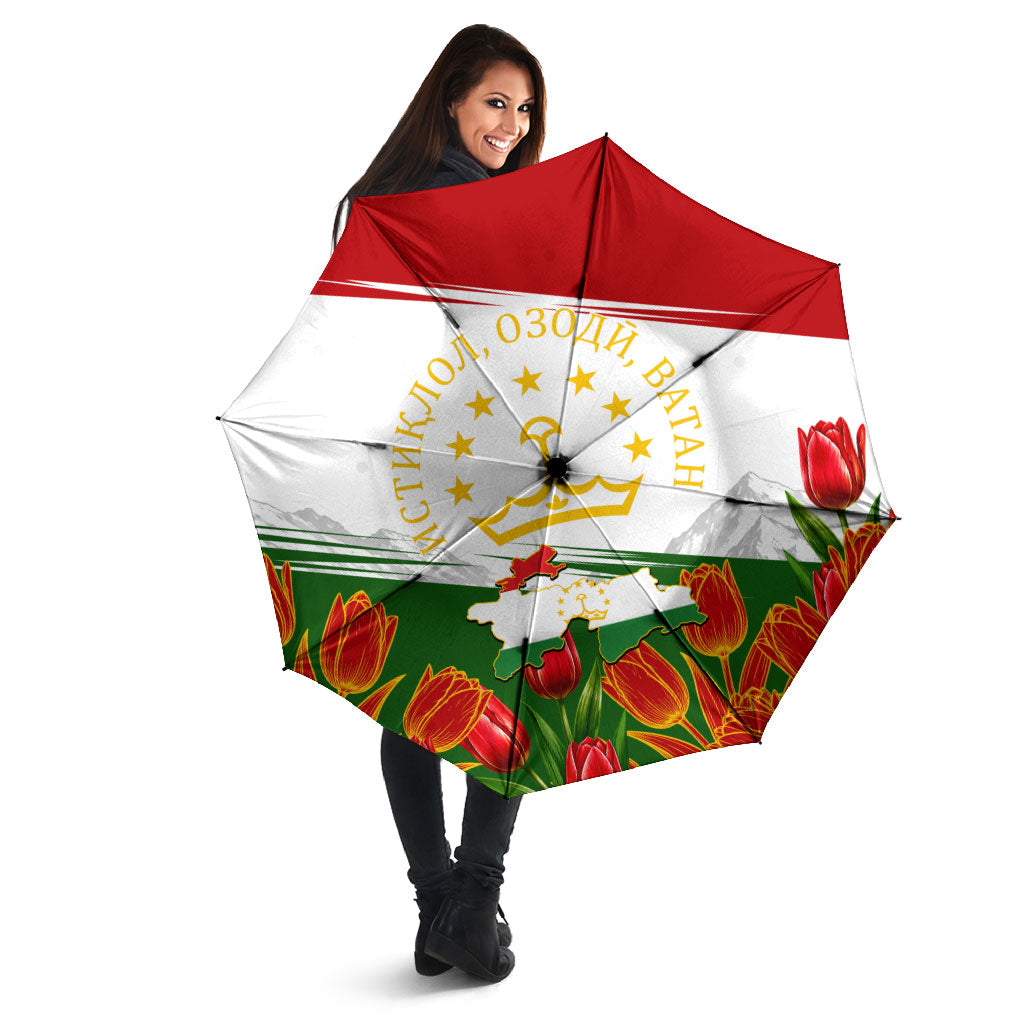 Tajikistan Independence Day Umbrella Ismoil Somoni Monument Flag Map Red Tulips