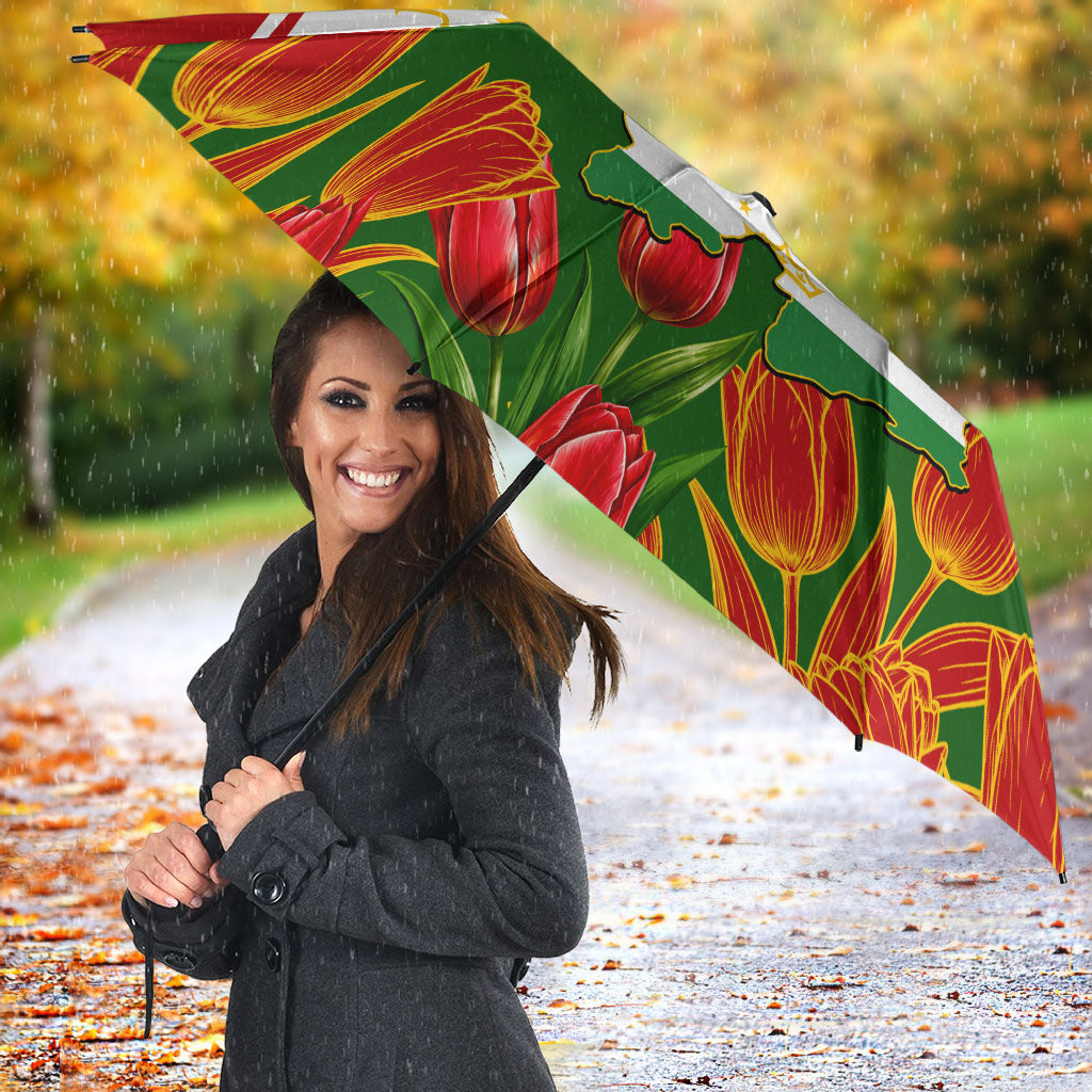 Tajikistan Independence Day Umbrella Ismoil Somoni Monument Flag Map Red Tulips
