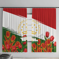Tajikistan Independence Day Window Curtain Ismoil Somoni Monument Flag Map Red Tulips