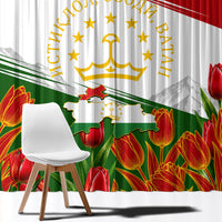 Tajikistan Independence Day Window Curtain Ismoil Somoni Monument Flag Map Red Tulips