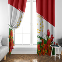 Tajikistan Independence Day Window Curtain Ismoil Somoni Monument Flag Map Red Tulips