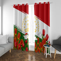 Tajikistan Independence Day Window Curtain Ismoil Somoni Monument Flag Map Red Tulips