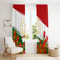 Tajikistan Independence Day Window Curtain Ismoil Somoni Monument Flag Map Red Tulips