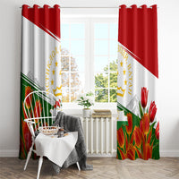Tajikistan Independence Day Window Curtain Ismoil Somoni Monument Flag Map Red Tulips