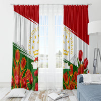 Tajikistan Independence Day Window Curtain Ismoil Somoni Monument Flag Map Red Tulips