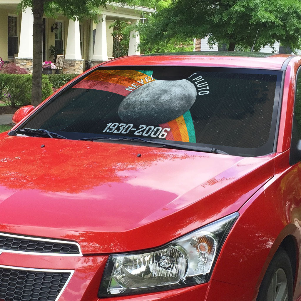Never Forget Pluto 1930-2006 Auto Sun Shade Vintage Retro Rainbow Planet Outer Space Astronomy Graphic Art