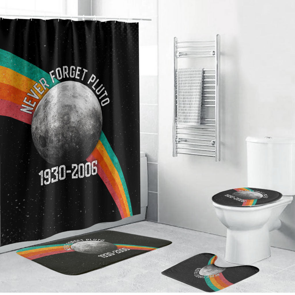 Never Forget Pluto 1930-2006 Bathroom Set Vintage Retro Rainbow Planet Outer Space Astronomy Graphic Art