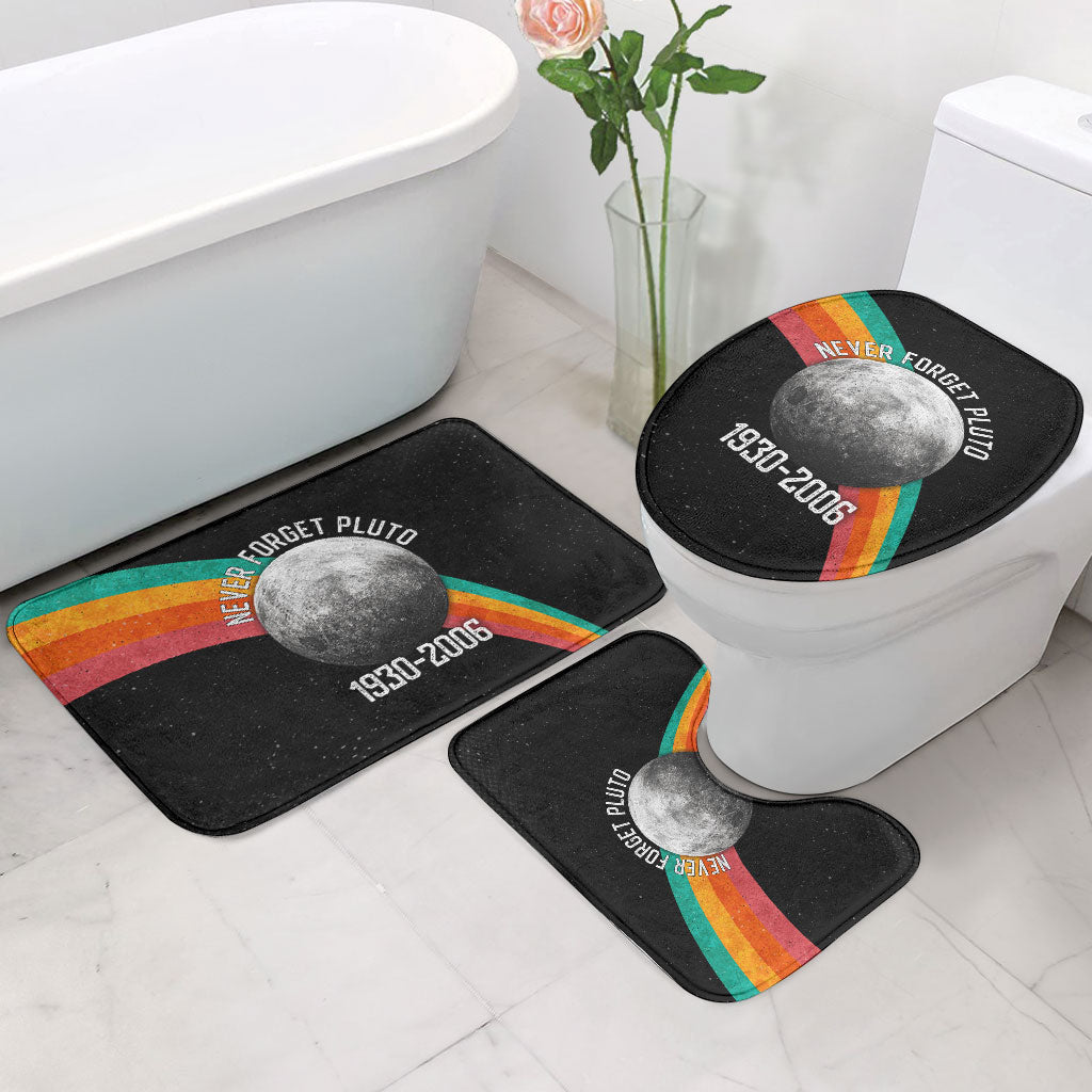 Never Forget Pluto 1930-2006 Bathroom Set Vintage Retro Rainbow Planet Outer Space Astronomy Graphic Art