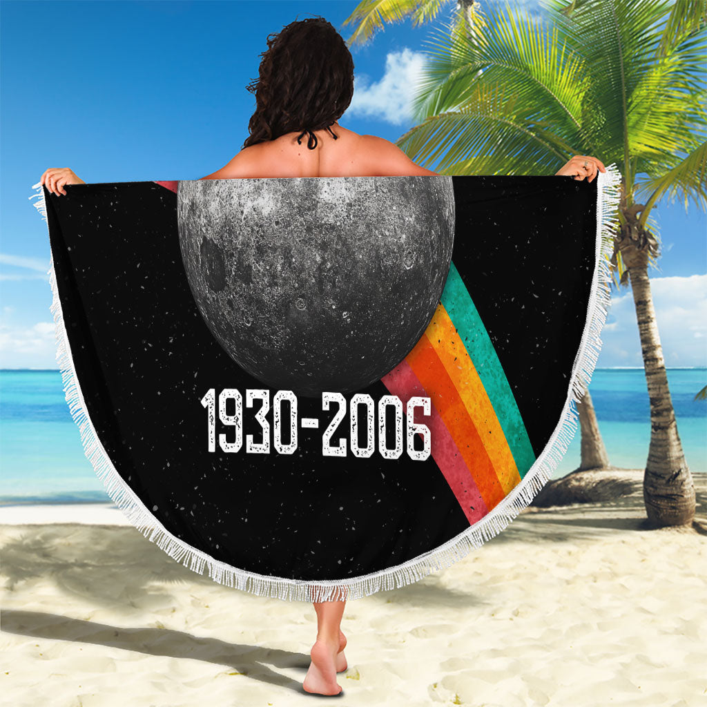 Never Forget Pluto 1930-2006 Beach Blanket Vintage Retro Rainbow Planet Outer Space Astronomy Graphic Art