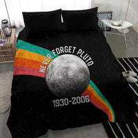 Never Forget Pluto 1930-2006 Bedding Set Vintage Retro Rainbow Planet Outer Space Astronomy Graphic Art