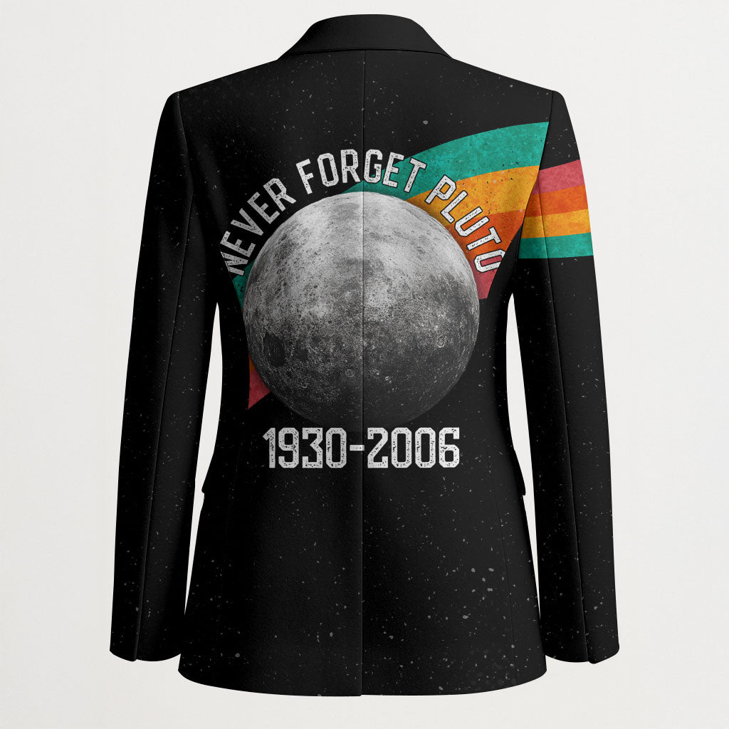 Never Forget Pluto 1930-2006 Blazer Vintage Retro Rainbow Planet Outer Space Astronomy Graphic Art