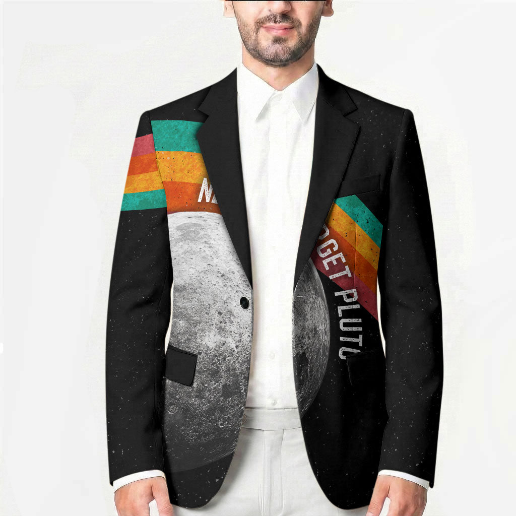 Never Forget Pluto 1930-2006 Blazer Vintage Retro Rainbow Planet Outer Space Astronomy Graphic Art