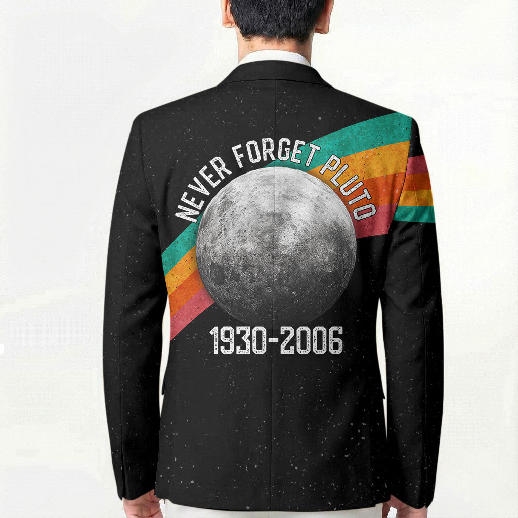 Never Forget Pluto 1930-2006 Blazer Vintage Retro Rainbow Planet Outer Space Astronomy Graphic Art