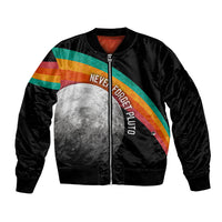 Never Forget Pluto 1930-2006 Bomber Jacket Vintage Retro Rainbow Planet Outer Space Astronomy Graphic Art