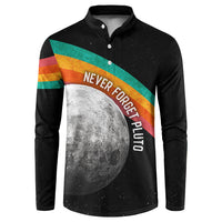 Never Forget Pluto 1930-2006 Button Sweatshirt Vintage Retro Rainbow Planet Outer Space Astronomy Graphic Art