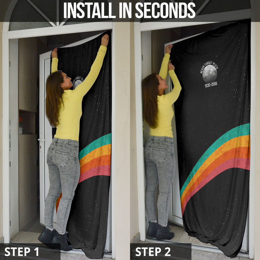 Never Forget Pluto 1930-2006 Door Cover Vintage Retro Rainbow Planet Outer Space Astronomy Graphic Art