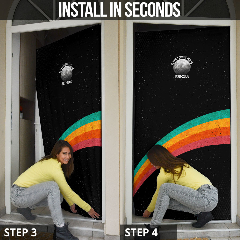 Never Forget Pluto 1930-2006 Door Cover Vintage Retro Rainbow Planet Outer Space Astronomy Graphic Art