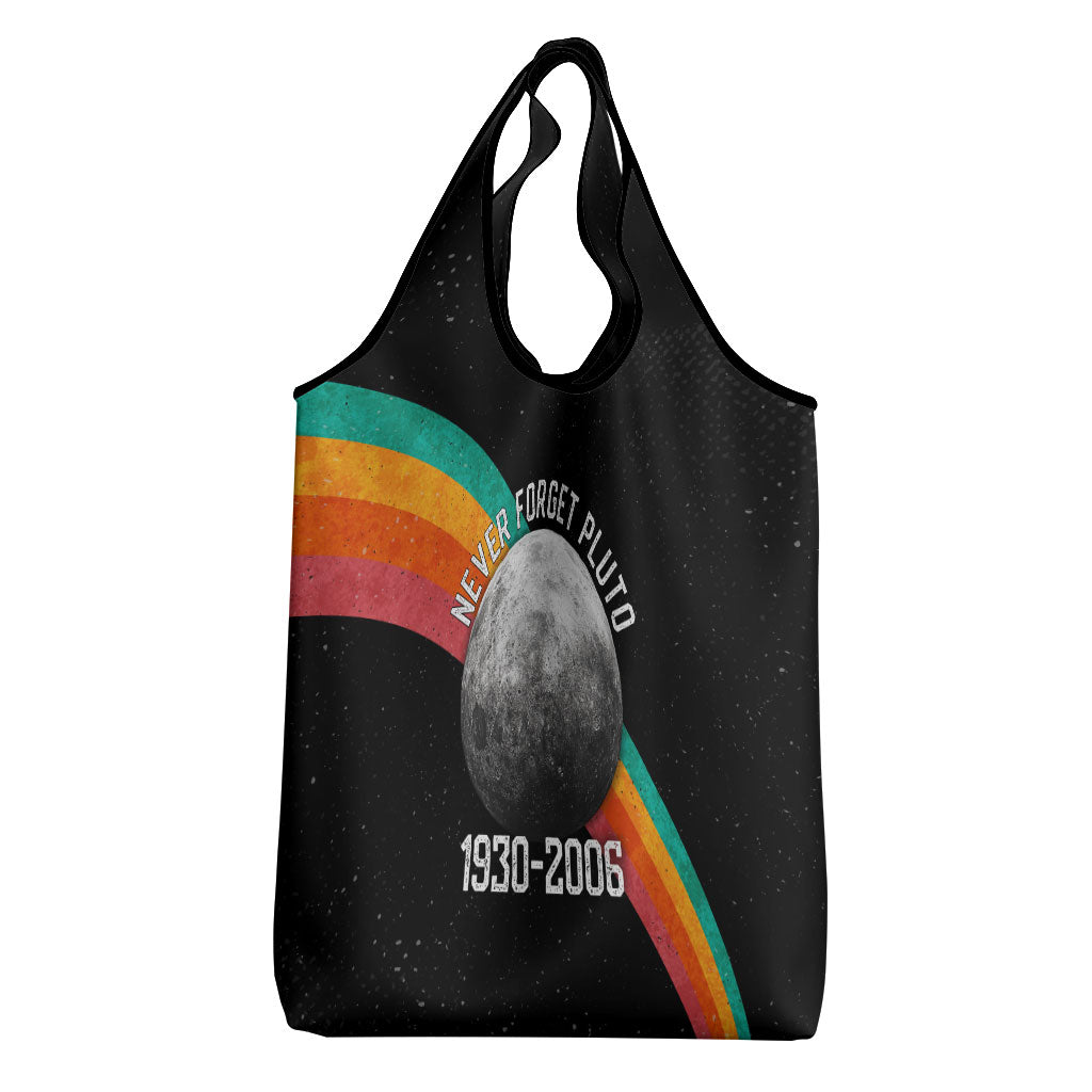 Never Forget Pluto 1930-2006 Grocery Bag Vintage Retro Rainbow Planet Outer Space Astronomy Graphic Art