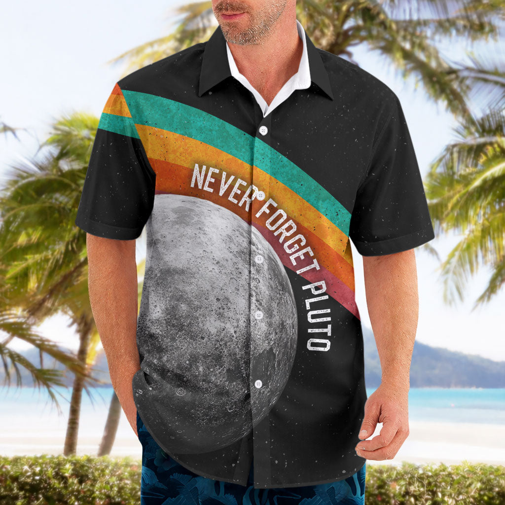 Never Forget Pluto 1930-2006 Hawaiian Shirt Vintage Retro Rainbow Planet Outer Space Astronomy Graphic Art