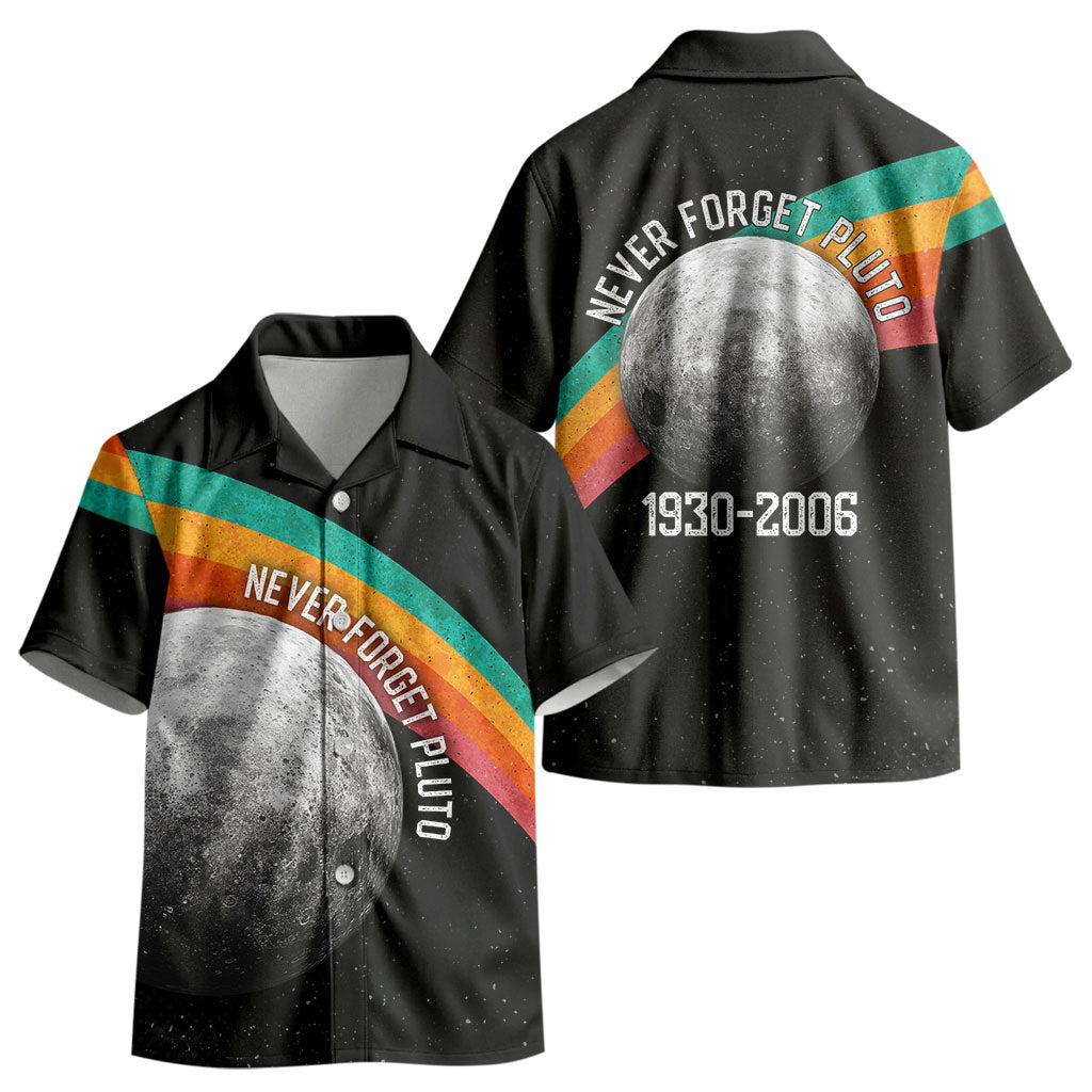 Never Forget Pluto 1930-2006 Kid Hawaiian Shirt Vintage Retro Rainbow Planet Outer Space Astronomy Graphic Art