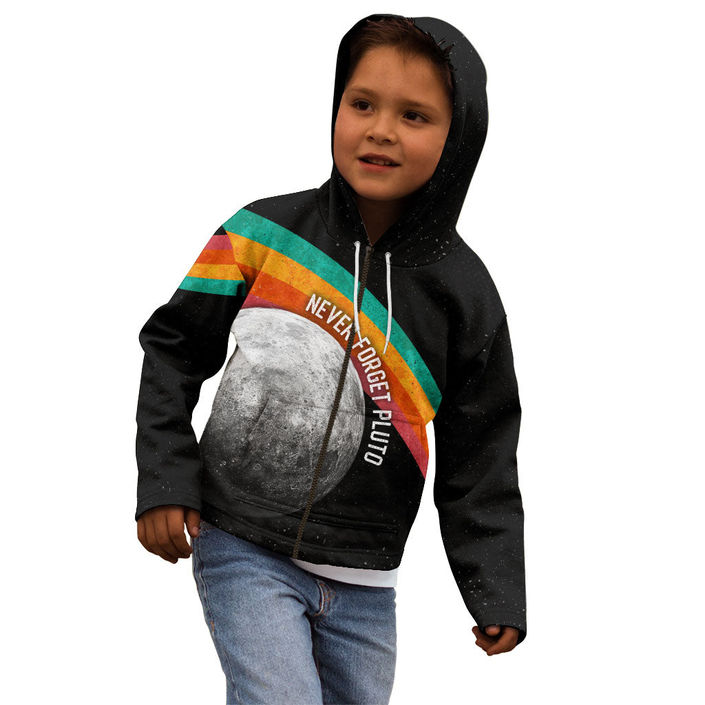 Never Forget Pluto 1930-2006 Kid Hoodie Vintage Retro Rainbow Planet Outer Space Astronomy Graphic Art
