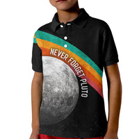 Never Forget Pluto 1930-2006 Kid Polo Shirt Vintage Retro Rainbow Planet Outer Space Astronomy Graphic Art