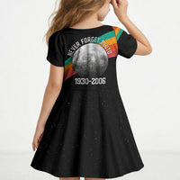 Never Forget Pluto 1930-2006 Kid Short Sleeve Dress Vintage Retro Rainbow Planet Outer Space Astronomy Graphic Art