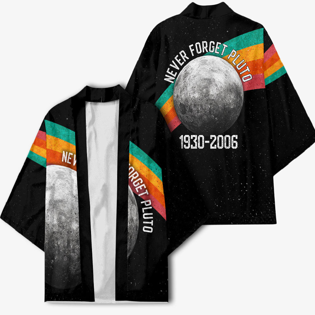 Never Forget Pluto 1930-2006 Kimono Vintage Retro Rainbow Planet Outer Space Astronomy Graphic Art