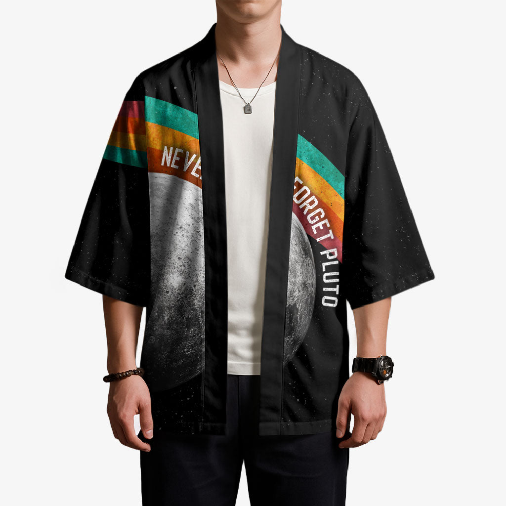 Never Forget Pluto 1930-2006 Kimono Vintage Retro Rainbow Planet Outer Space Astronomy Graphic Art