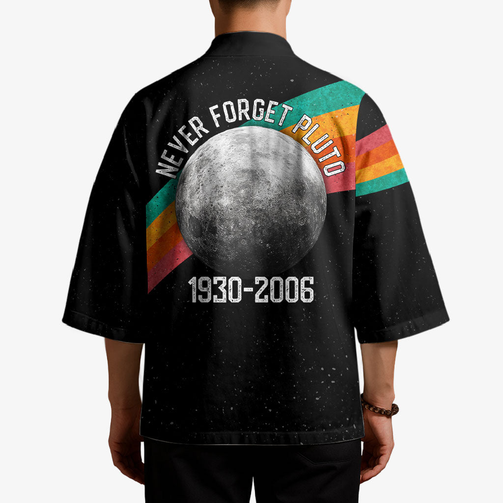 Never Forget Pluto 1930-2006 Kimono Vintage Retro Rainbow Planet Outer Space Astronomy Graphic Art