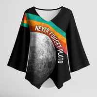 Never Forget Pluto 1930-2006 Kimono Sleeve Blouse Vintage Retro Rainbow Planet Outer Space Astronomy Graphic Art