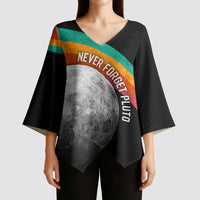 Never Forget Pluto 1930-2006 Kimono Sleeve Blouse Vintage Retro Rainbow Planet Outer Space Astronomy Graphic Art