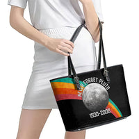 Never Forget Pluto 1930-2006 Leather Tote Bag Vintage Retro Rainbow Planet Outer Space Astronomy Graphic Art