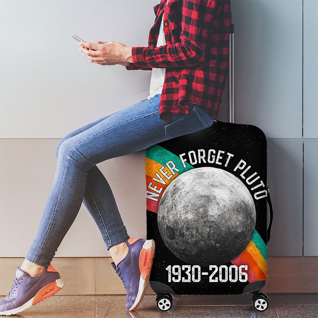 Never Forget Pluto 1930-2006 Luggage Cover Vintage Retro Rainbow Planet Outer Space Astronomy Graphic Art