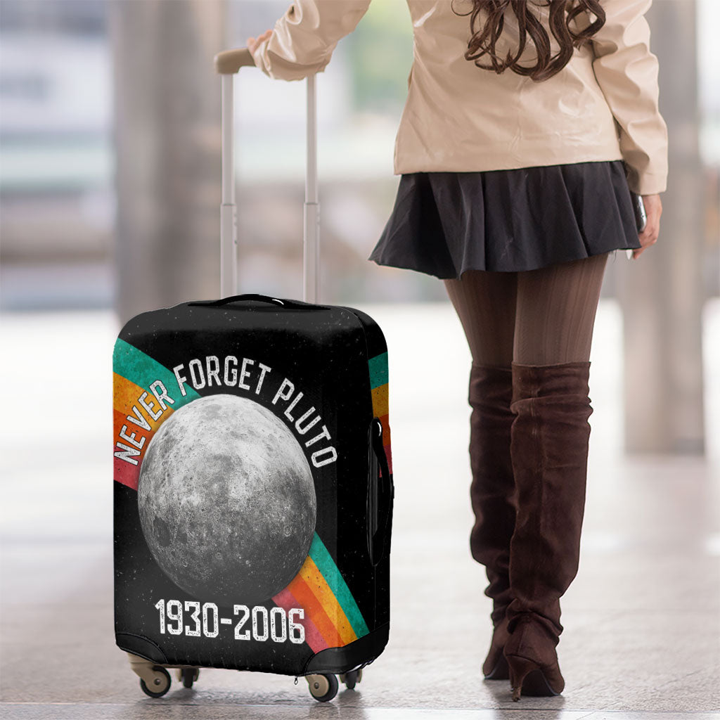 Never Forget Pluto 1930-2006 Luggage Cover Vintage Retro Rainbow Planet Outer Space Astronomy Graphic Art