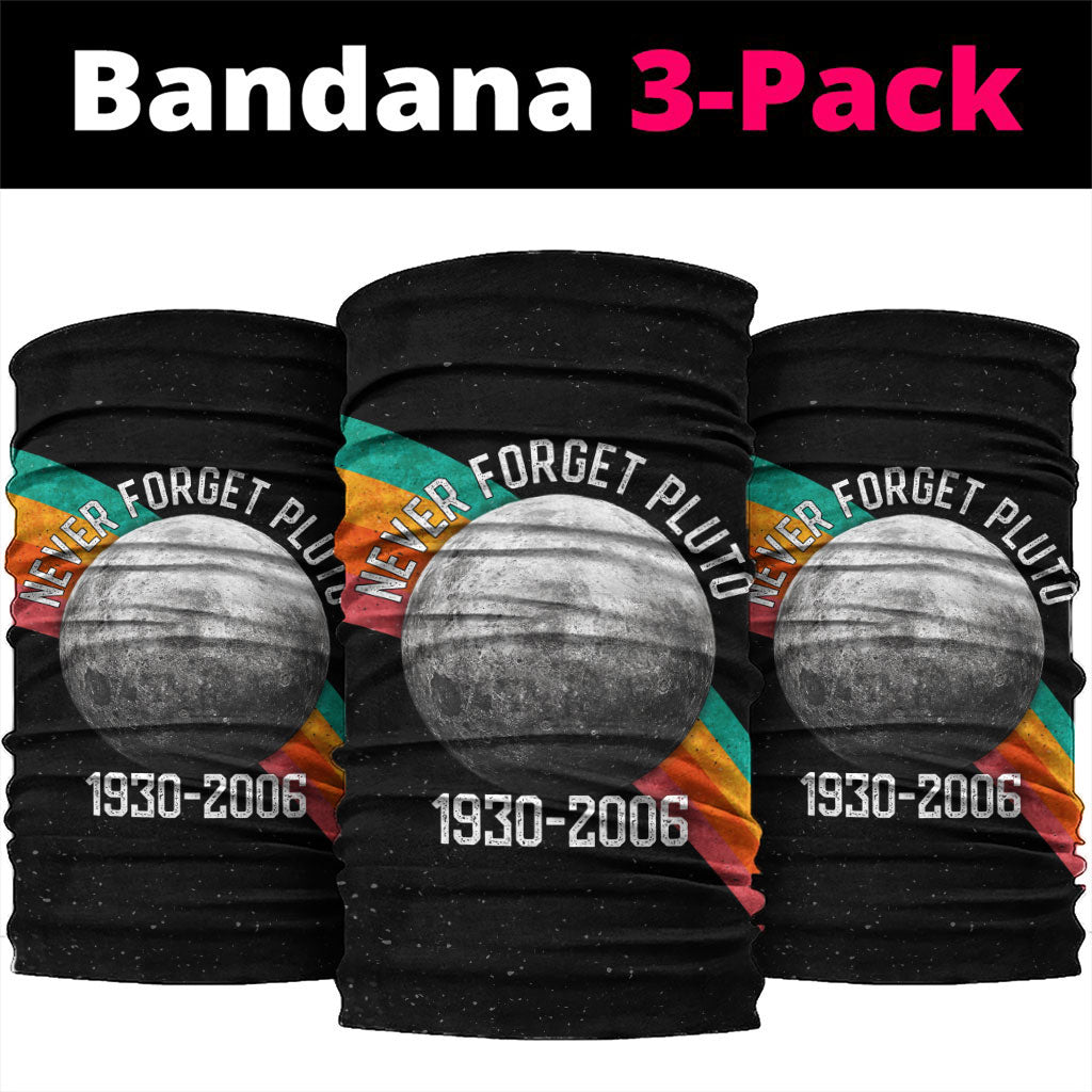Never Forget Pluto 1930-2006 Neck Gaiter Vintage Retro Rainbow Planet Outer Space Astronomy Graphic Art