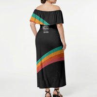 Never Forget Pluto 1930-2006 Off Shoulder Maxi Dress Vintage Retro Rainbow Planet Outer Space Astronomy Graphic Art