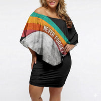 Never Forget Pluto 1930-2006 Off Shoulder Short Dress Vintage Retro Rainbow Planet Outer Space Astronomy Graphic Art