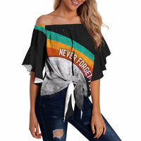 Never Forget Pluto 1930-2006 Off Shoulder Wrap Waist Top Vintage Retro Rainbow Planet Outer Space Astronomy Graphic Art