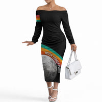 Never Forget Pluto 1930-2006 Off The Shoulder Long Sleeve Dress Vintage Retro Rainbow Planet Outer Space Astronomy Graphic Art