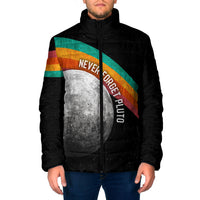 Never Forget Pluto 1930-2006 Padded Jacket Vintage Retro Rainbow Planet Outer Space Astronomy Graphic Art