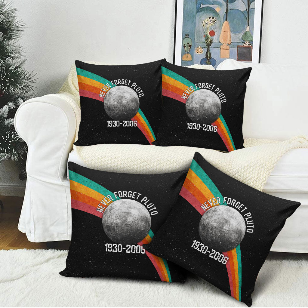 Never Forget Pluto 1930-2006 Pillow Cover Vintage Retro Rainbow Planet Outer Space Astronomy Graphic Art