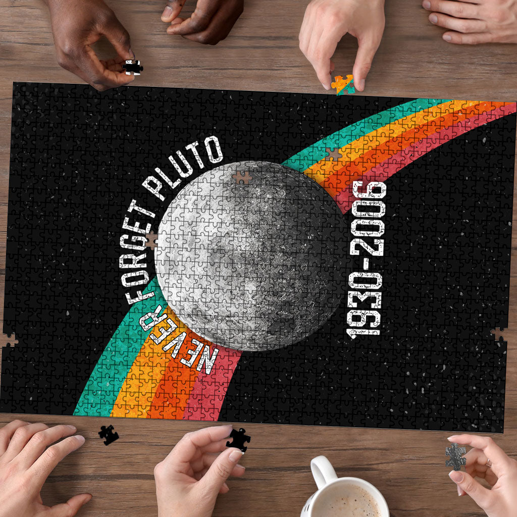 Never Forget Pluto 1930-2006 Puzzle Vintage Retro Rainbow Planet Outer Space Astronomy Graphic Art